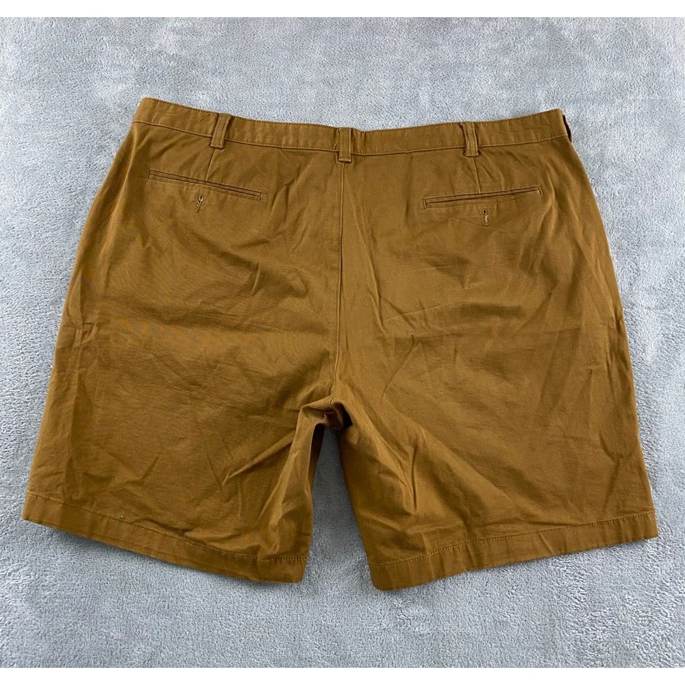 Mens Tobacco Brown Flat Front Chino‎ Shorts Regular Fit Size 39 Casual Summer